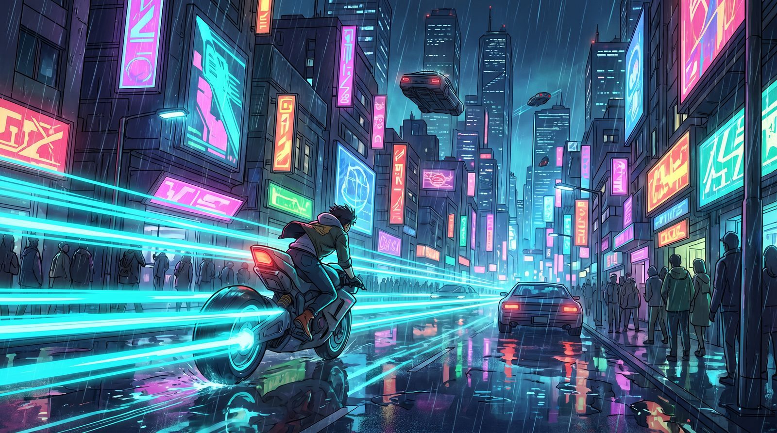 抖阴 动漫封面：赛博动漫：霓虹街头的一次快递任务·抖阴原创